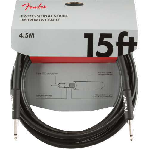 FENDER PROFESSIONAL SERIES INSTRUMENT CABLE STRAIGHT/STRAIGHT 15' BLACK
