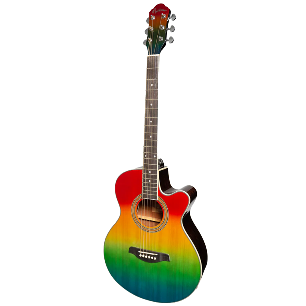 MARTINEZ MFC-41G-MUCL '41 SERIES' FOLK SIZE CUTAWAY ACOUSTIC ELECTRIC (RAINBOW BURST)