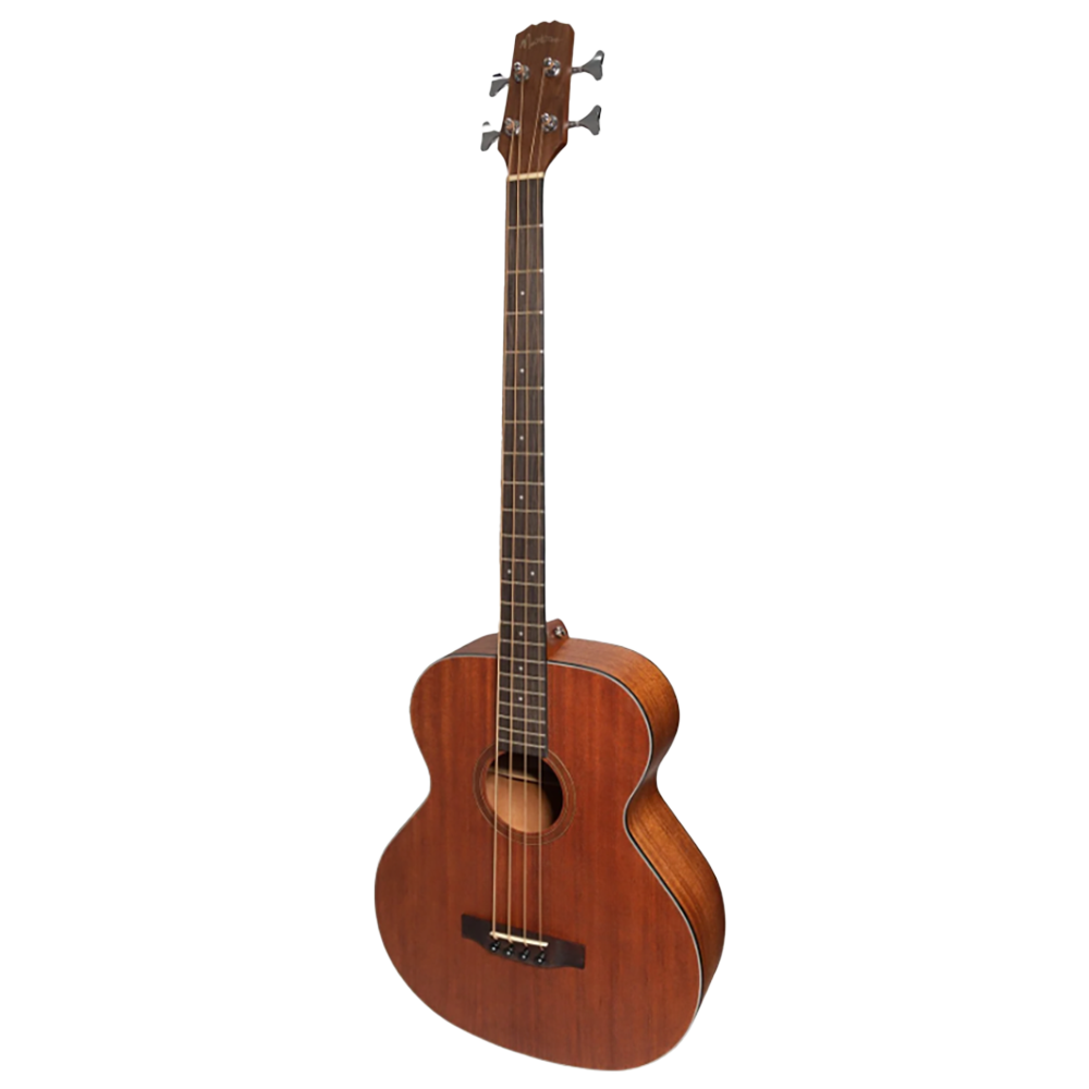 MARTINEZ MNB-15S-MOP 'NATURAL SERIES' SOLID MAHOGANY TOP ACOUSTIC-ELECTRIC BASS GUITAR (OPEN PORE)