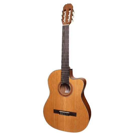 MARTINEZ MNCC-15S-COP 'NATURAL SERIES' SOLID CEDAR TOP ACOUSTIC-ELECTRIC CLASSICAL CUTAWAY GUITAR (OPEN PORE)