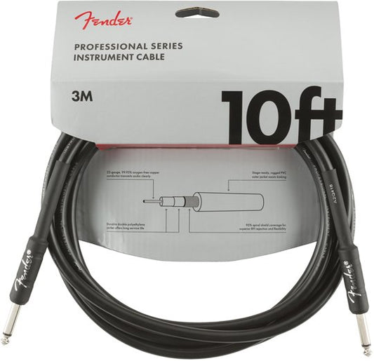 FENDER PROFESSIONAL SERIES INSTRUMENT CABLE STRAIGHT/STRAIGHT 10' BLACK