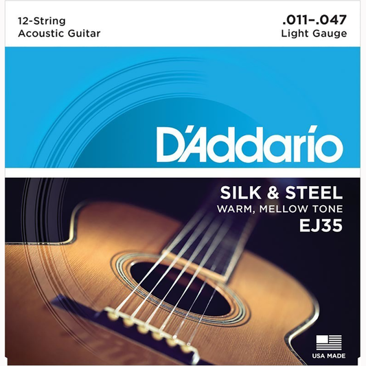 D'ADDARIO EJ35 11-47 12 STRING SILK & STEEL ACOUSTIC GUITAR STRINGS